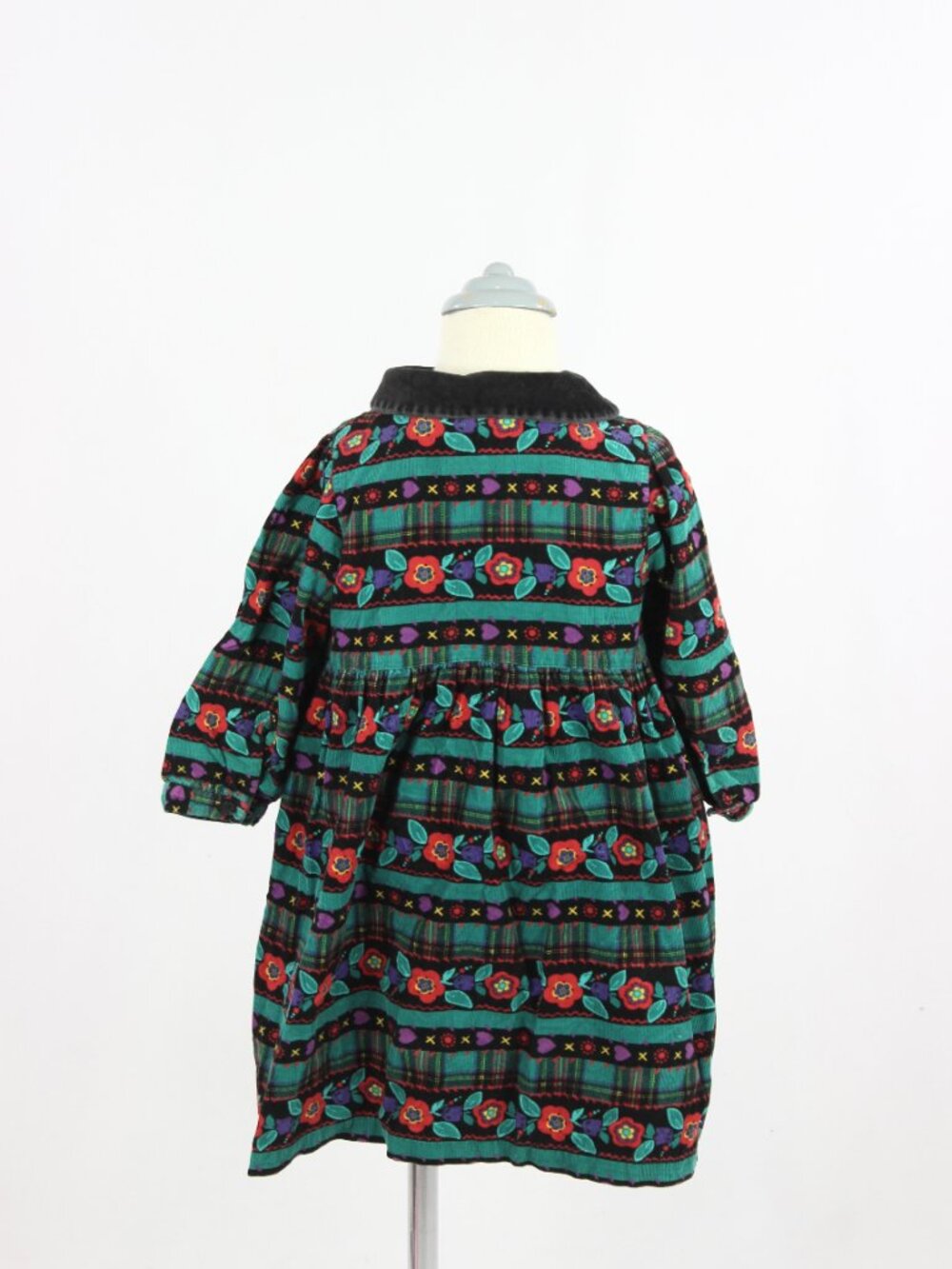 Vintage Girls' GYMBOREE Black Floral Cotton Corduroy Dress, Size S (5-6) - Picture 2 of 12